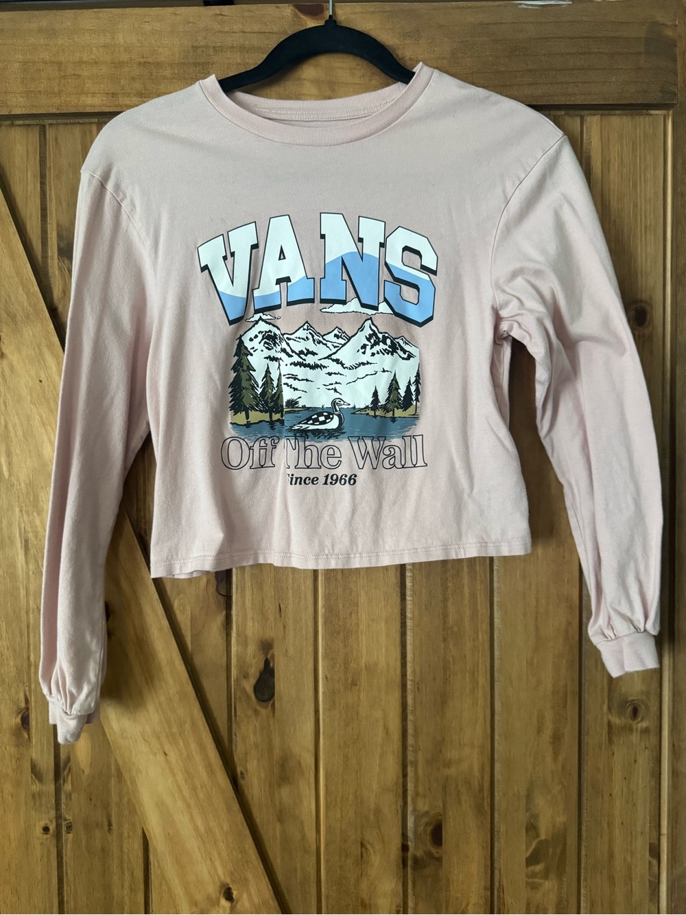 Vans Pink Long Sleeve Tee with Mountain Graphic